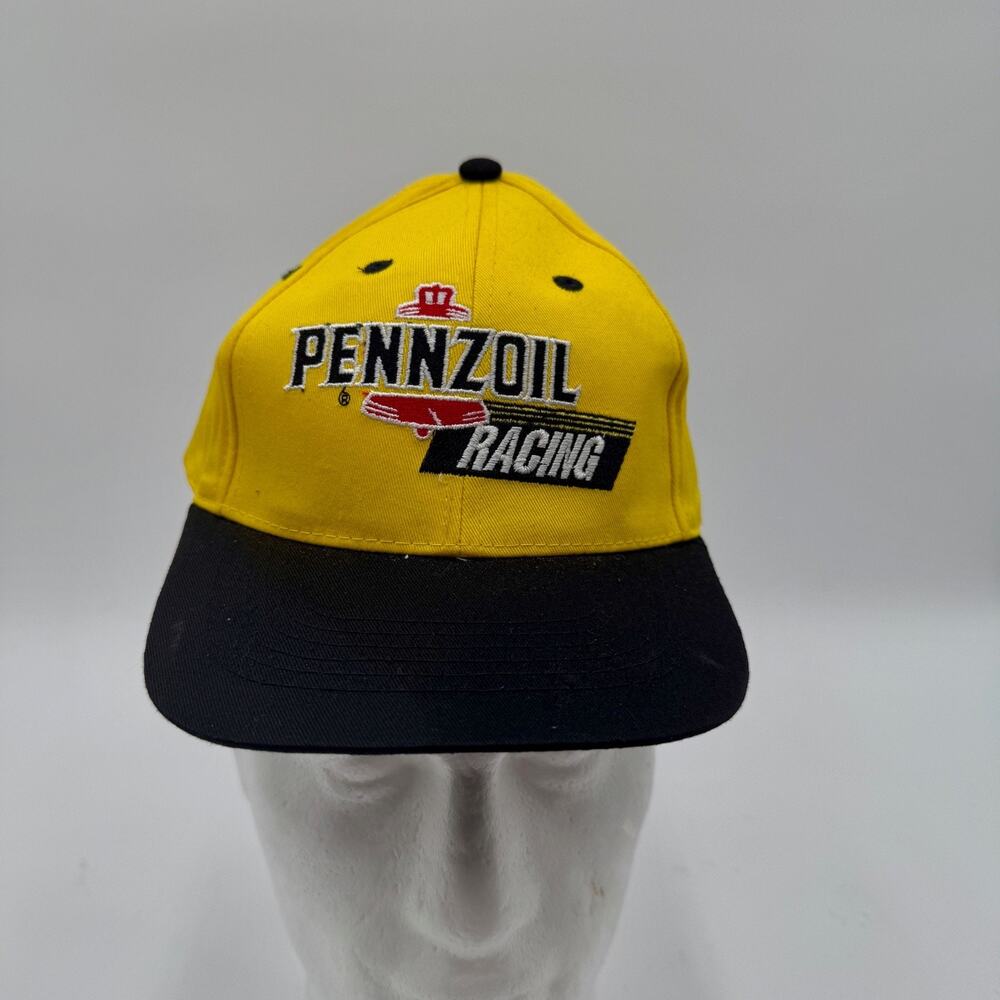 Vintage Pennzoil Racing Hat Cap SnapBack Embroidered Yellow Black New